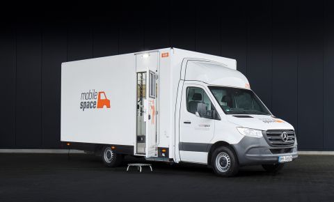 Garderobenmobil Mietfahrzeug G0 Garderoben-Sprinter Außenansicht