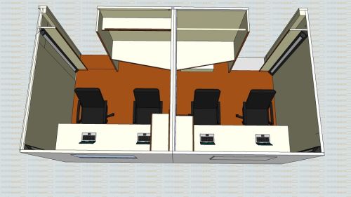 Büroanhänger - Doppelkabiner-Anhänger mit 2x2 Arbeitsplätzen  +1 Zusatzplatz