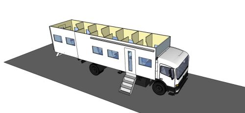 Crew-Aufenthalt, mobile Kantine, Kantinenmobil, Büromobil,Team-Aufenthaltsmobil,Aufenthaltsmobil,Mannschaftswagen