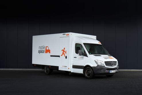 Garderobenmobil Mietfahrzeug G1 Garderoben-Sprinter Außenansicht